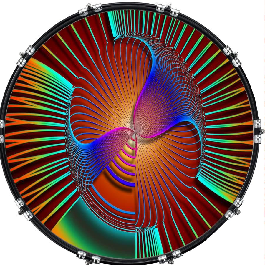 20" Custom Bass Kick Drum Front Head Graphic Graphical Spiral 6