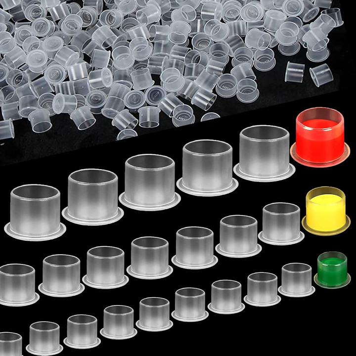 1000 Pcs Tattoo Ink Cups with Base Small , Medium, Large,Extra Large