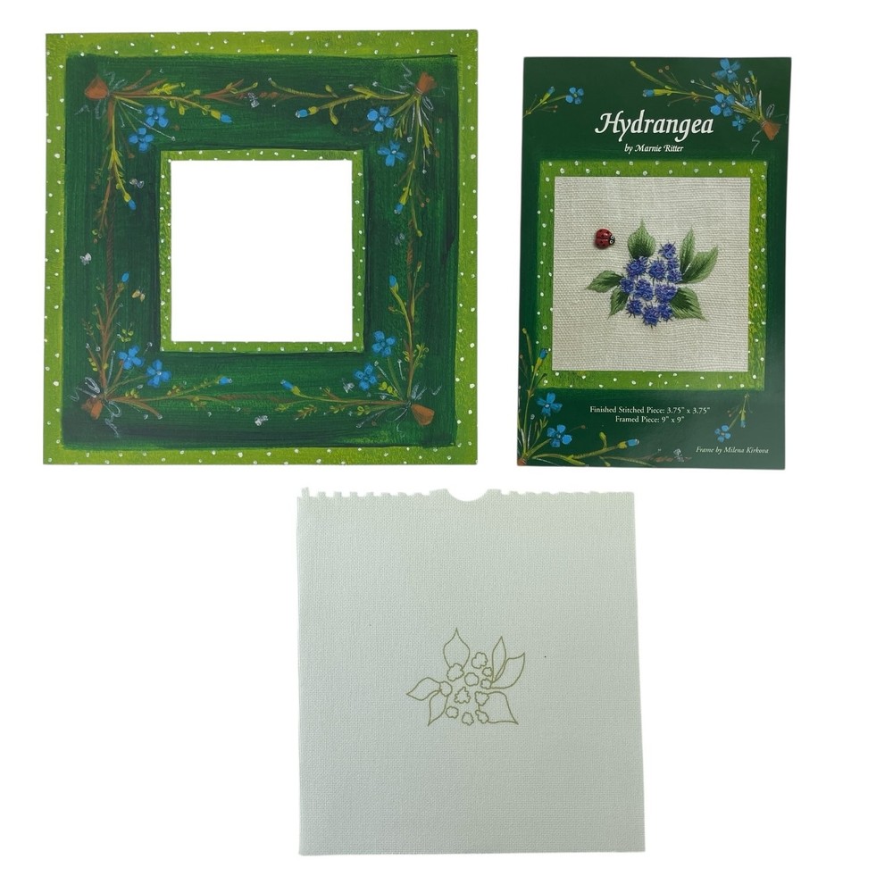 Hydrangea by Marnie Ritter Surface Embroidery Kit Canvas Instructions 3.75x3.75