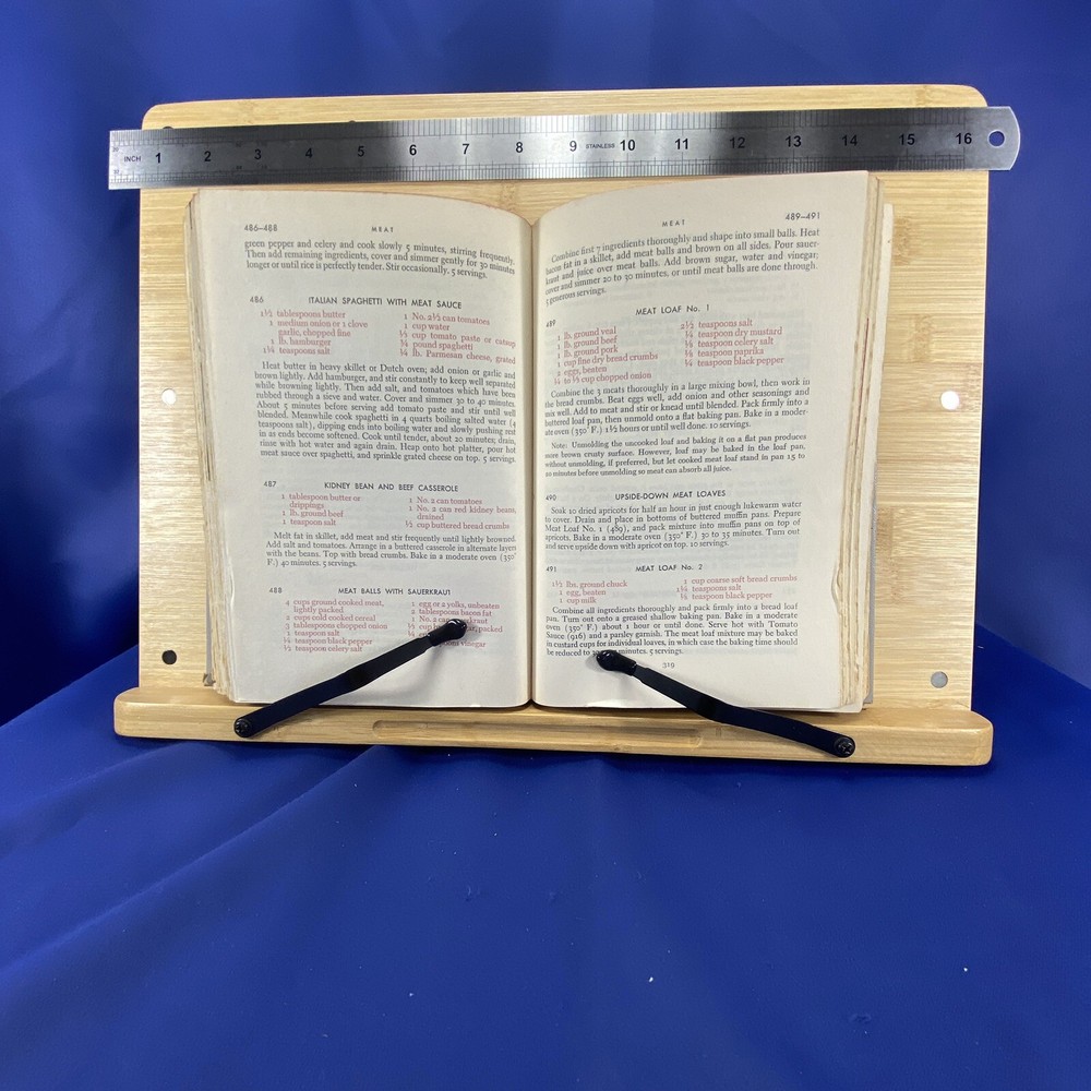 Bamboo Book Stand 6 Adjustable Angles Vertical & Horizontal w/ Magnets & Ruler