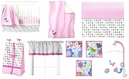 Bacati - Botanical Sanctuary Multicolor Pink Quilted Sheet
