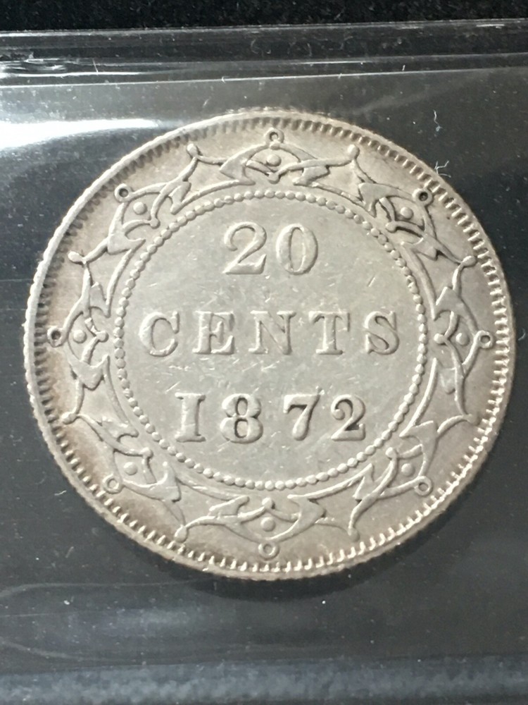 1872H ICCS Graded Newfoundland ¢20 Cent, **VF-30**