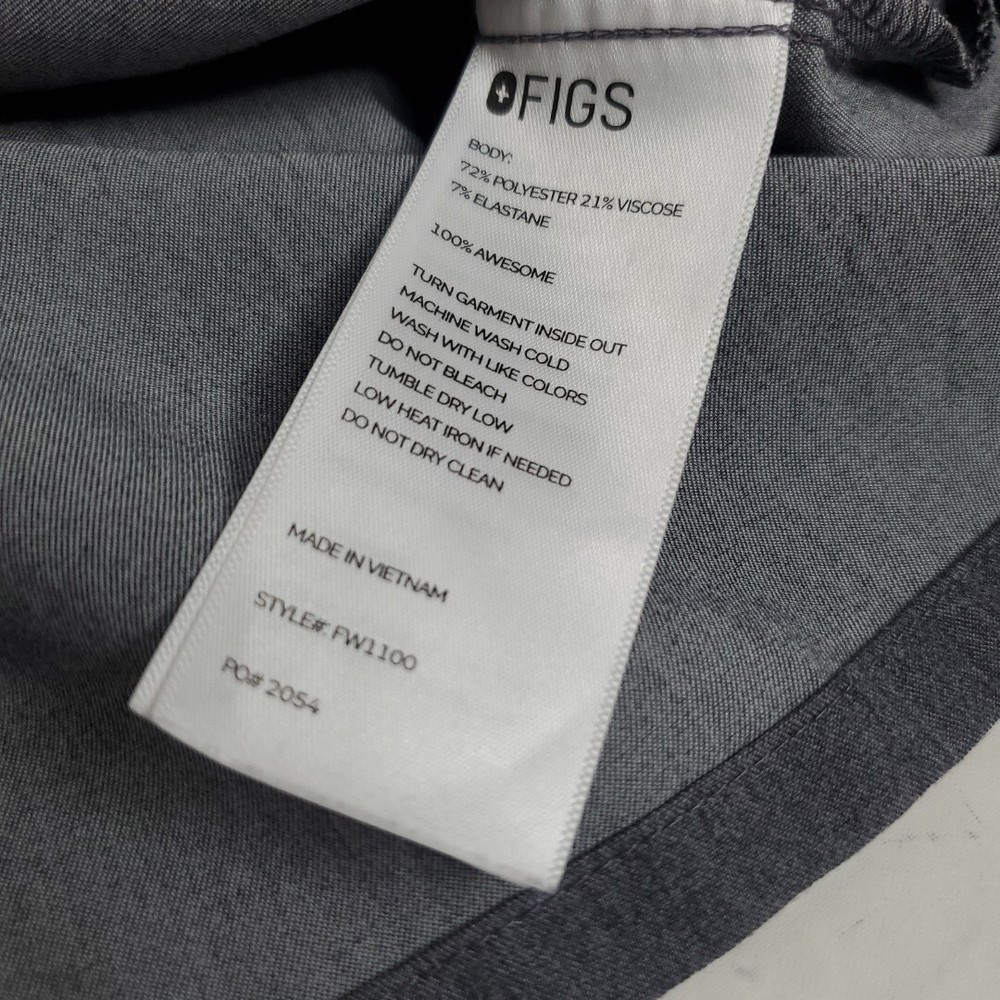 Figs Scrub Top Womens Medium Casma Three Pocket Gray Graphite Short Sleeve