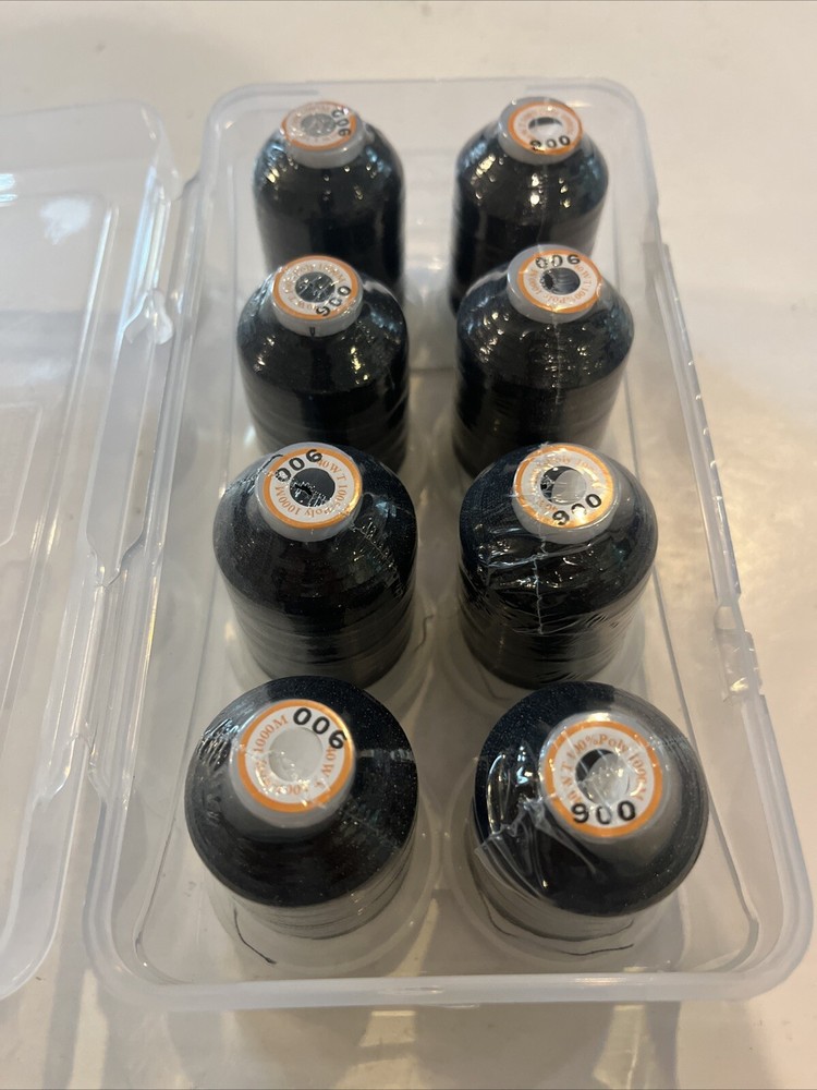 Black Polyester Embroidery Machine Thread 1000M with Clear Storage Box