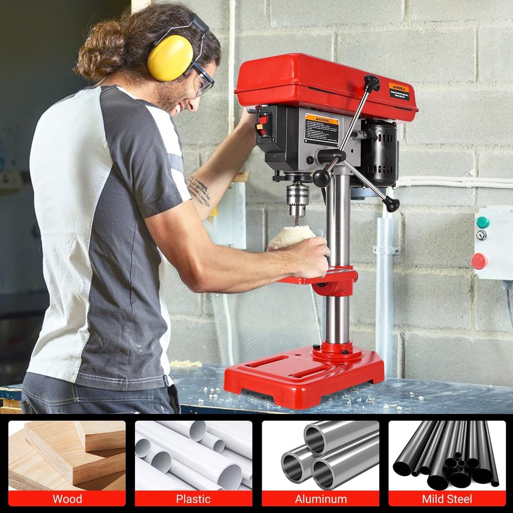 8" Benchtop Drill Press, Laser Ray (Class II Max. 1mW), Tabletop Drilling Mac...