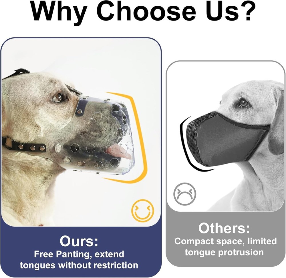 Dog Muzzle, Basket Muzzle for Small, Medium, Large Dogs, Plastic, Clear, Prev...