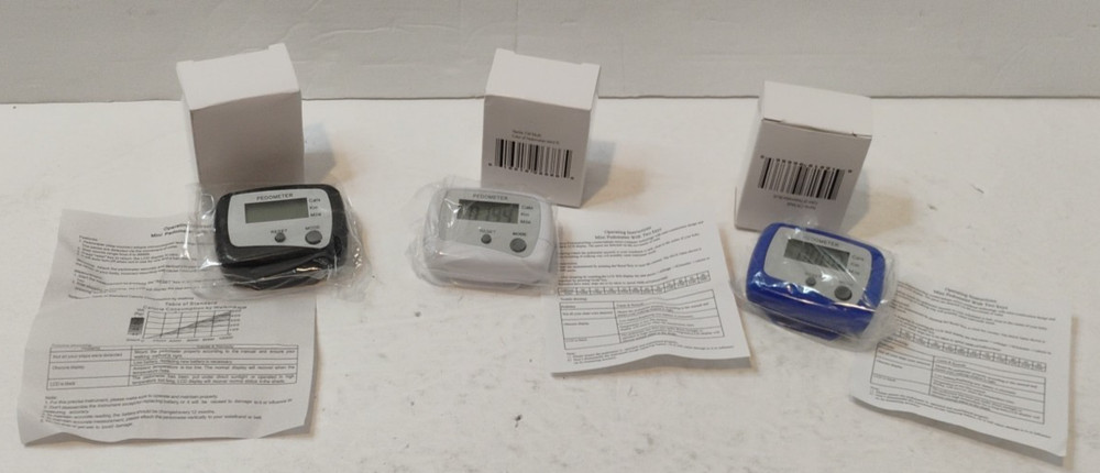 PedUSA CW Multi-Function Pedometer LCD Step Distance Counter (White/Blue/Black)
