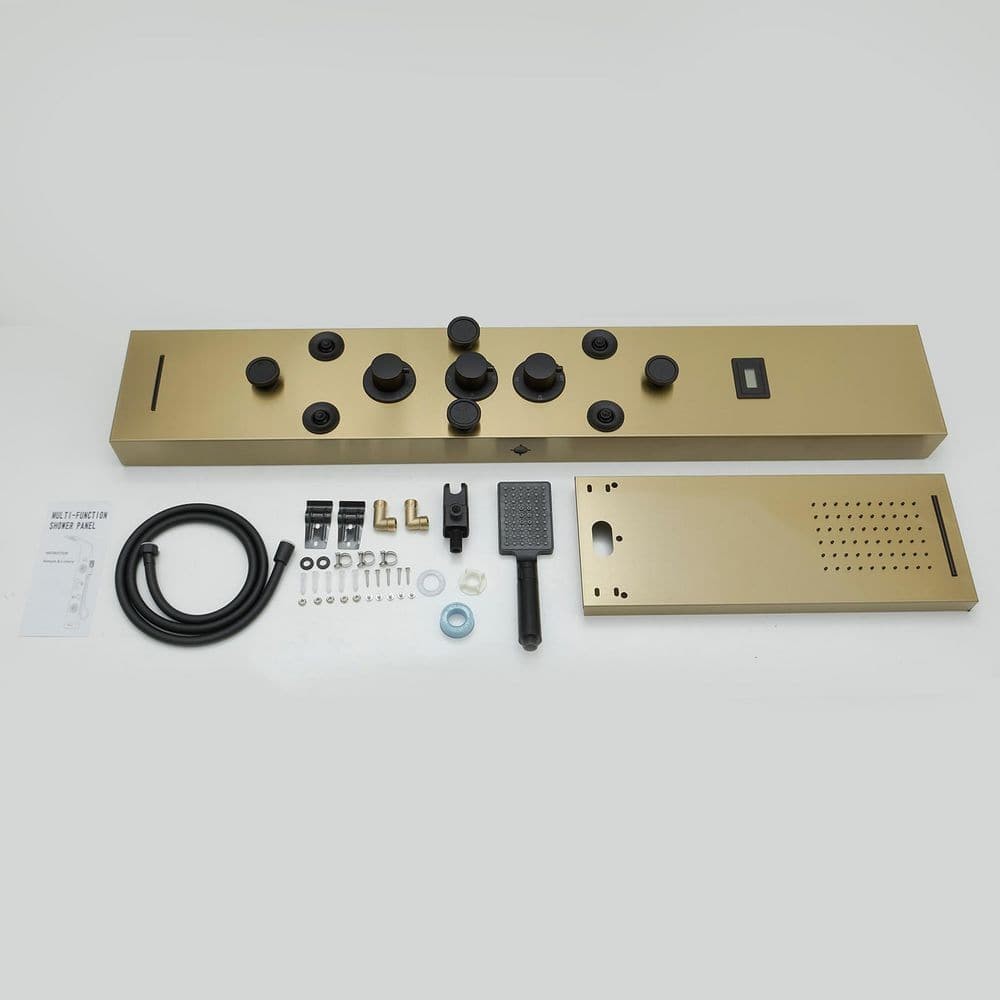 BWE 8-Jet Rainfall Shower Panel System Black Gold