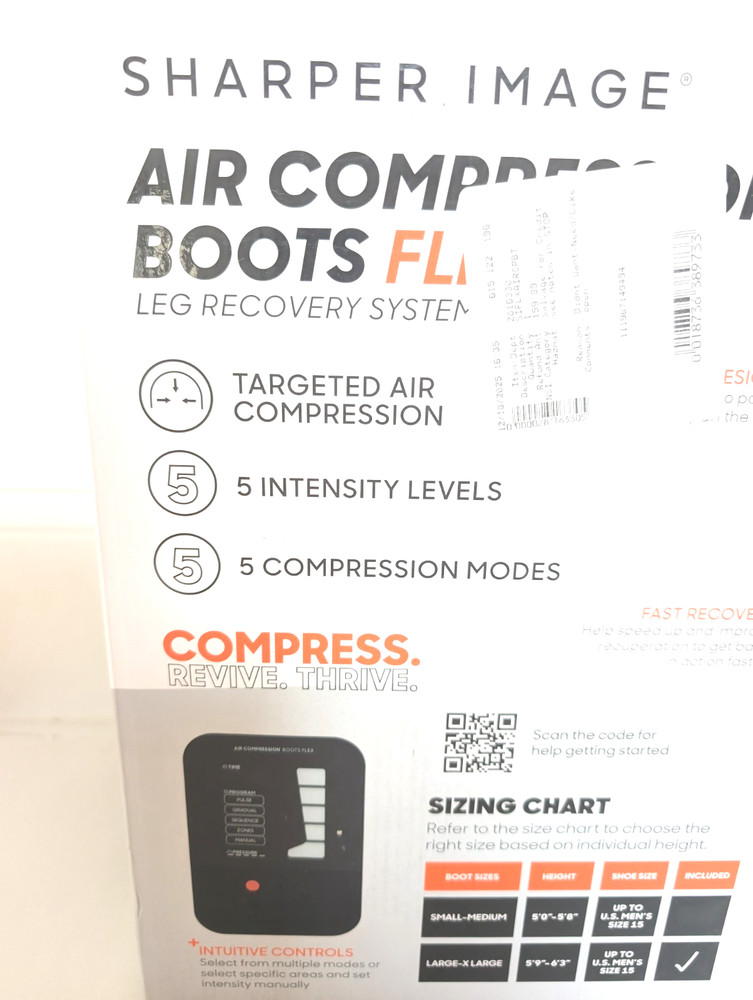 Sharper Image Air Compression Boots Flex Leg Recovery System Small-Med 5'0" 5'8"