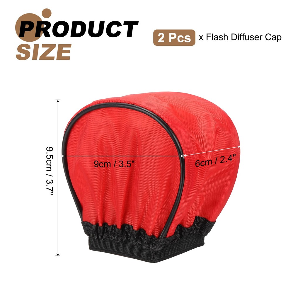 2pcs 3.7" x 3.5" Soft Mini Flash Bounce Diffuser Cap, for Flashlight, Red