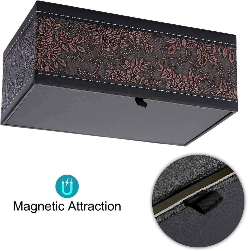 Rectangular Tissue Holder with Magnetic Closure - High-Quality Faux Leather