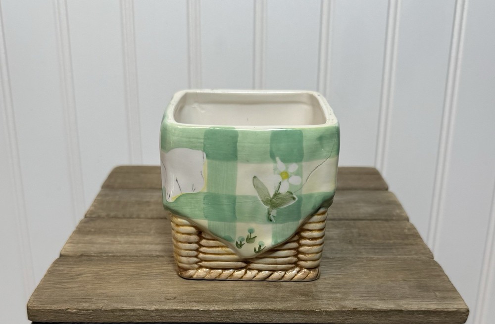 Vintage Easter Bunny Spring 3D Basket & Box WCL Ceramic Set Cottagecore Tabletop