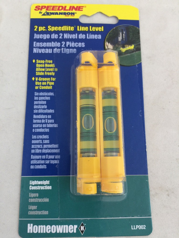 NEW Swanson 2 Piece Speedlite Plastic Construction Line Level Pack LLP002