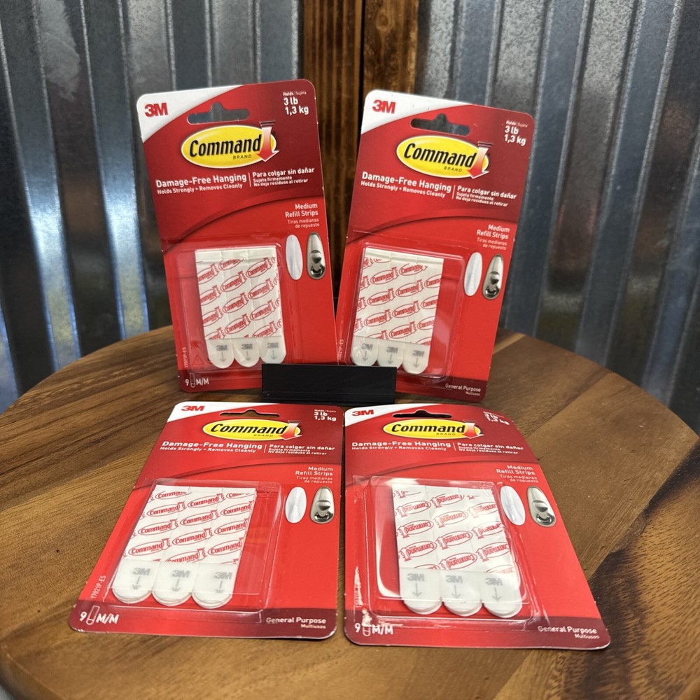 Command Strips 17021P Medium CommandTM Mounting Strips Refill 4 Packs Of 9 36