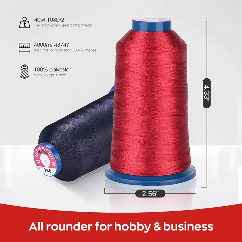 Polyester Embroidery Thread 15 Color Set 40 WT Durable High Strength Machines US