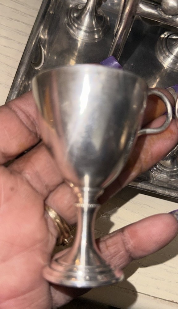 Vintage Silver Plated 6 Egg Cruet set D&A EGG CUP CADDY