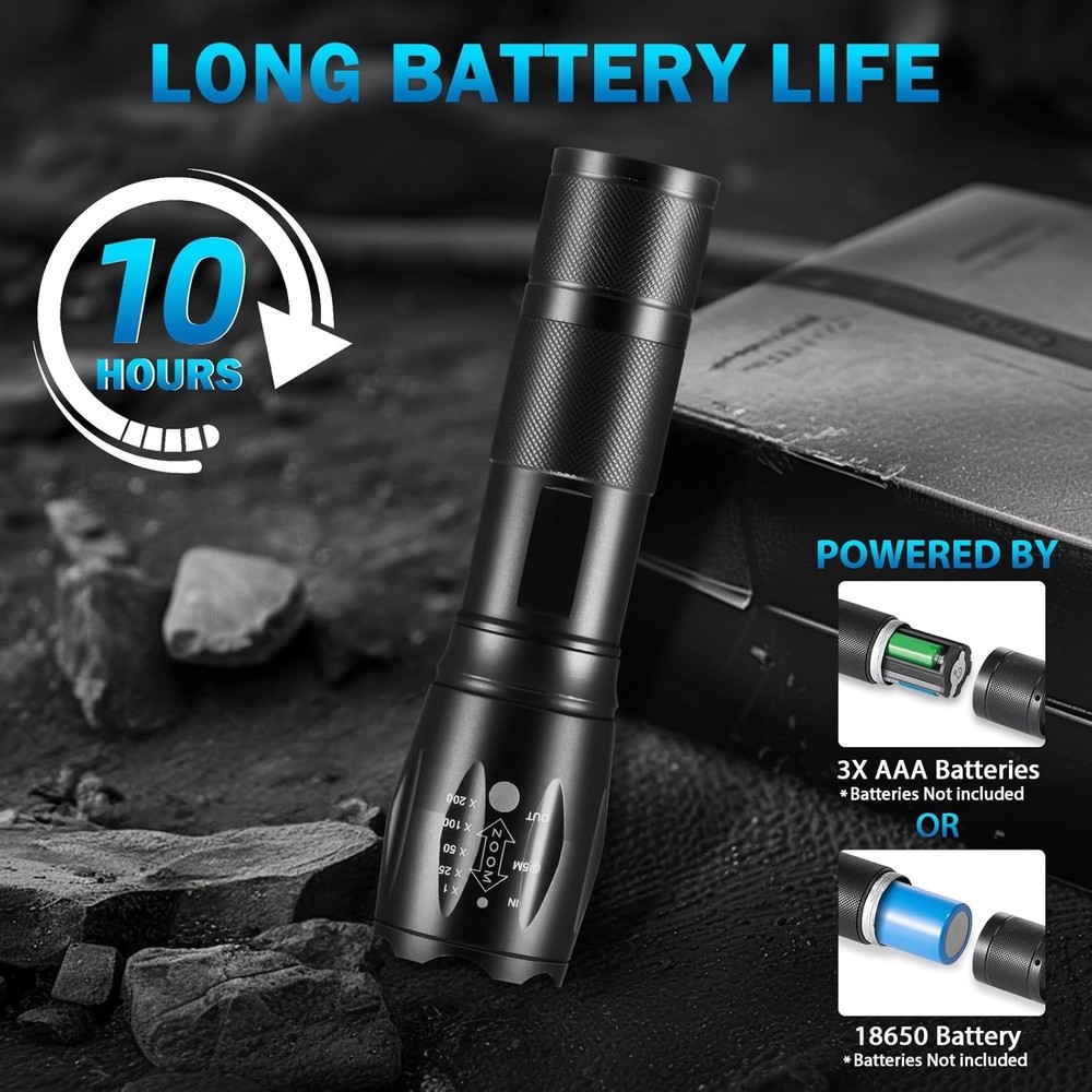5 Mode Tactical LED Flashlight, High Lumens Mini Flash Light for Camping, 6 Pack