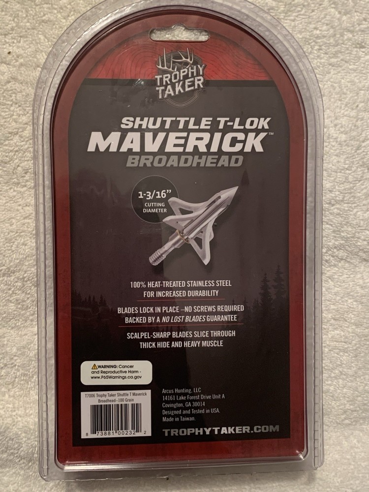 Trophy Taker Shuttle T-Lok Maverick Broadhead 100 Grain 3 Pack