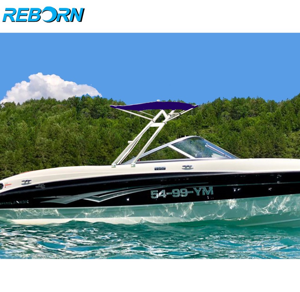 Reborn Launch Forward-facing Boat Wakeboard Tower polished | Fast Install & Fold