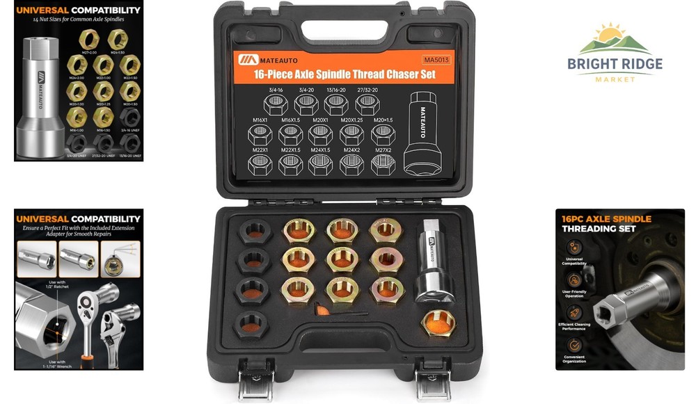 Complete Axle Spindle Repair Kit with Precision Tools for Thread Restoration