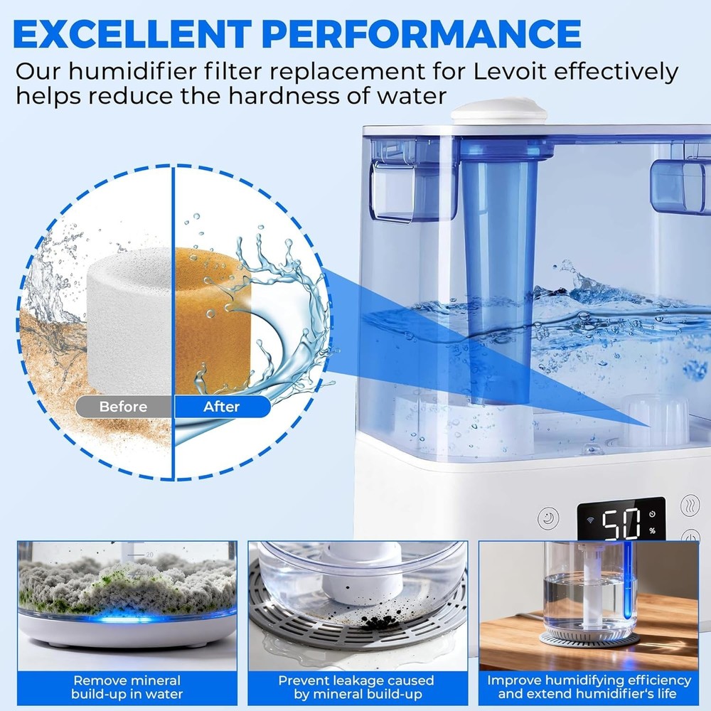30-Pack Water Filter Sponge for LEVOIT Humidifiers - Breathe Fresh Air