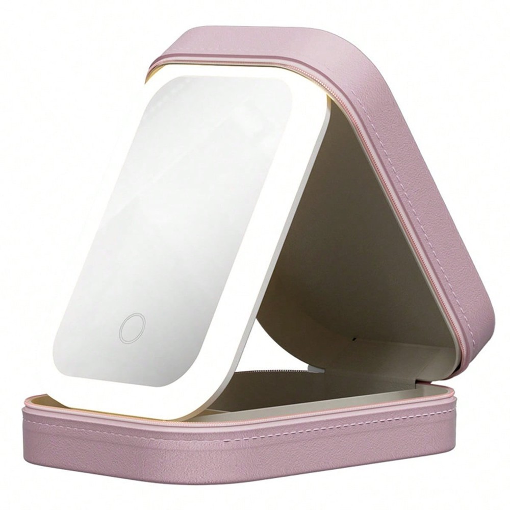 Travel Makeup Mirror With Light,Smart Touch 3-Colors Dimmable Makeup Case US