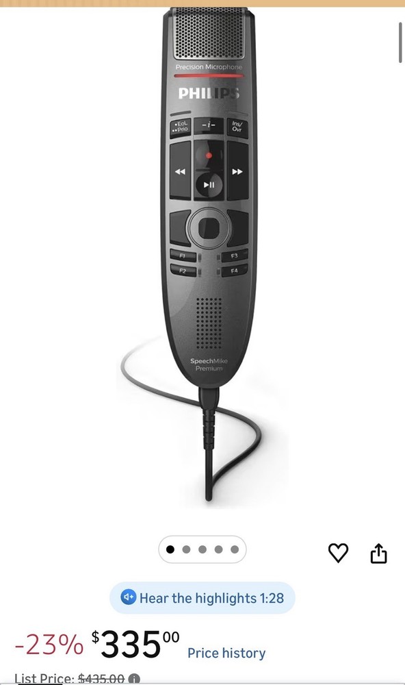 Philips SpeechMike Premium SMP3700 Precision Touch USB Microphone