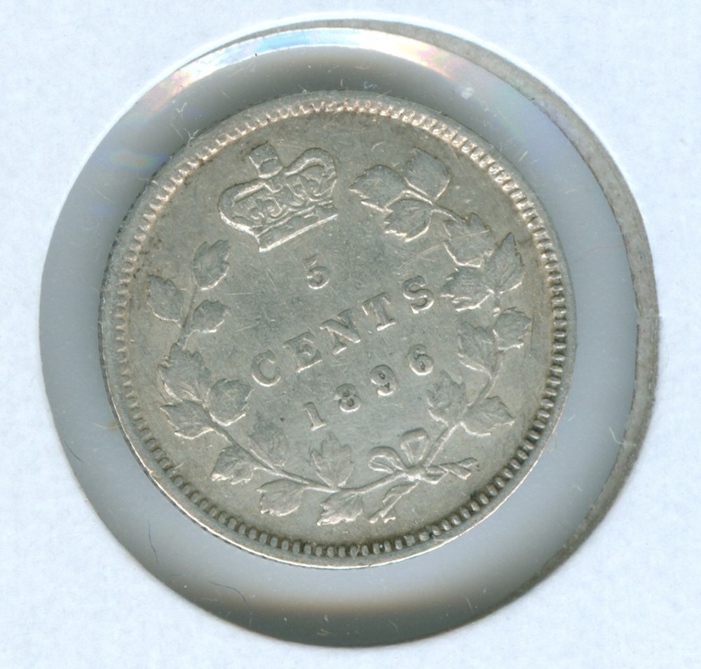 CANADA 1896 FIVE CENT SILVER --VF/XF