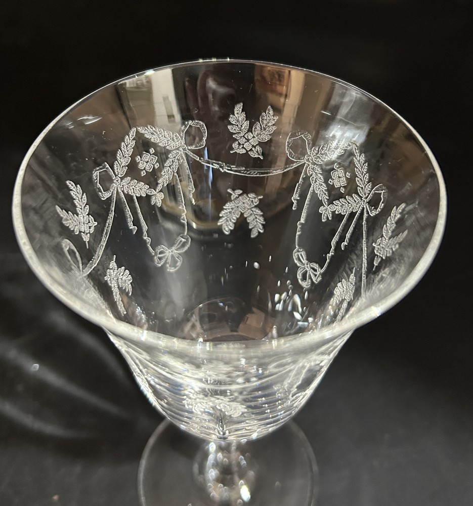 5 Antique Etched Wine Goblets