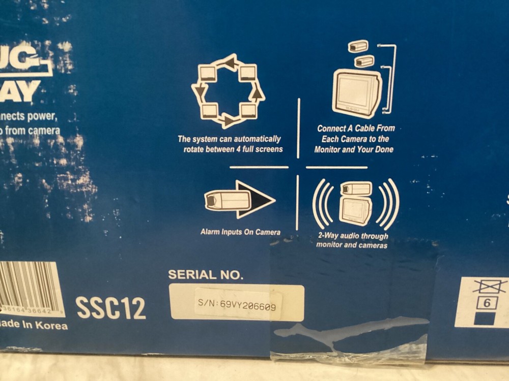 Samsung SSC12 12" B&W Observation Security System 3x Cams -NEW-