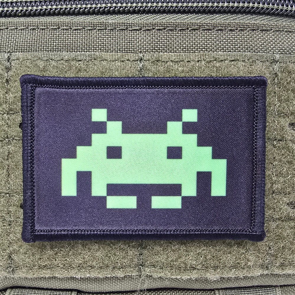 Space Invader Morale Patch Tactical Military Army USA Flag Hook & Loop 010