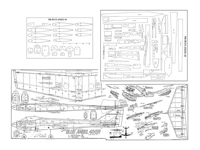 Blue Angel 40-SR Pattern 59" Wingspan RC Model Airplane Printed Plans &Templates