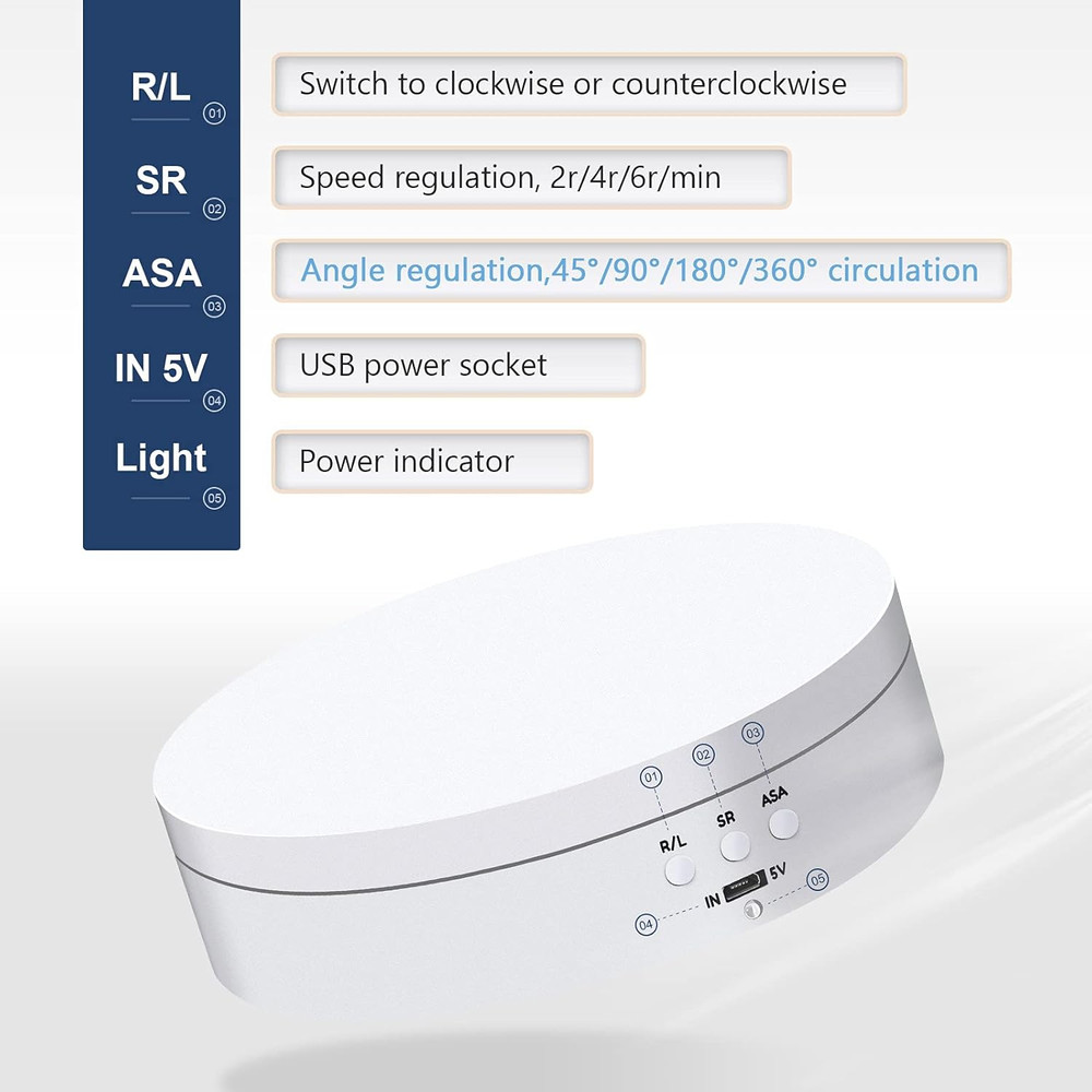 Rotating Display Stand 5.4" /6.6 Lbs Load Motorized Spinning Platform Rotating B