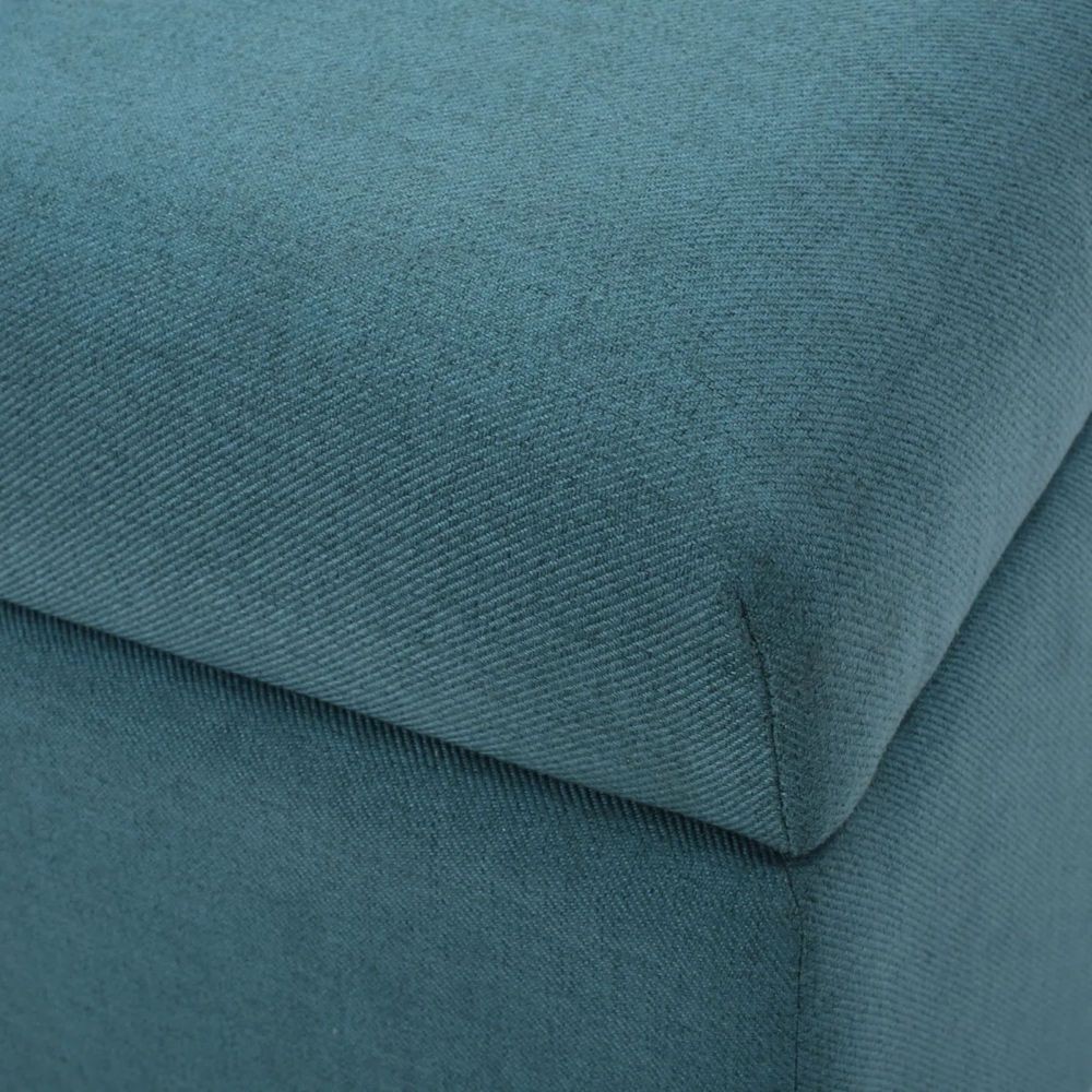 35 in Dark Teal Tufted Square Storage Ottoman Fabric Upholstered