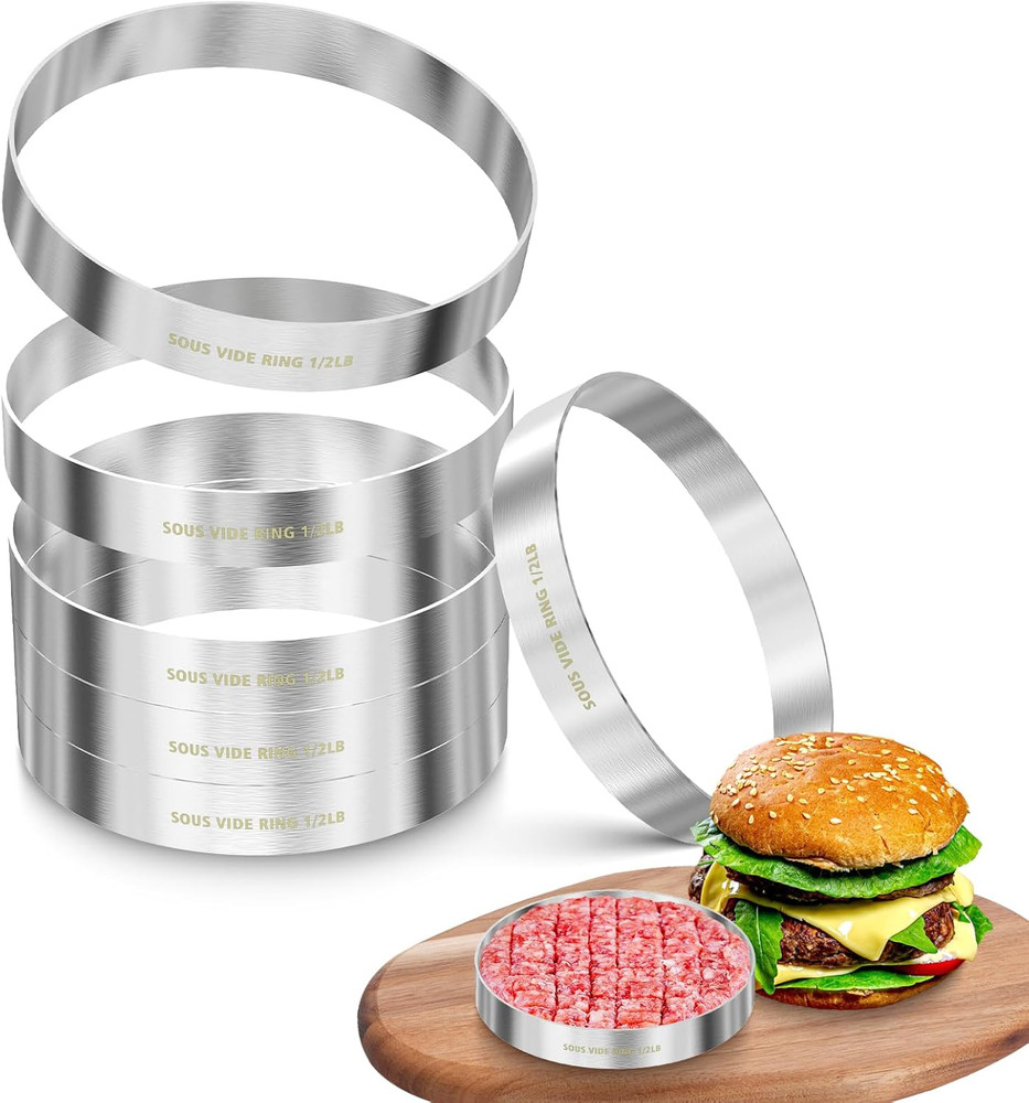 Sous Vide Hamburger Patties Cooking Rings for Immersion Circulator, Make 1/2 LB