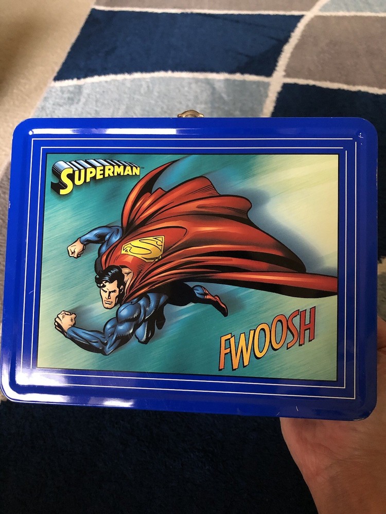 Superman Six Flags Small Tin Metal Lunch Box DC Comics