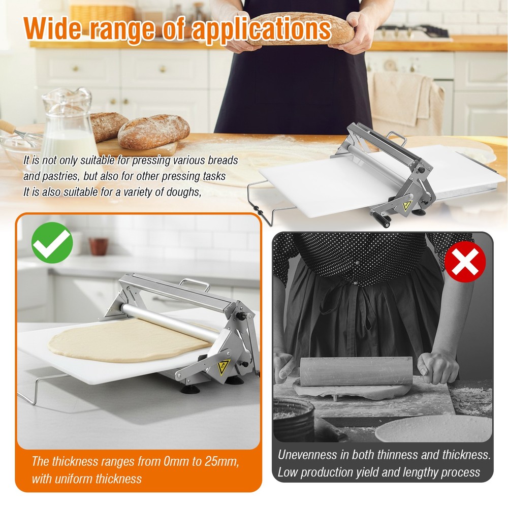 Folding Dough Rolling Machine Adjustable Thickness 0-25mm for Pizza Bread Pastry