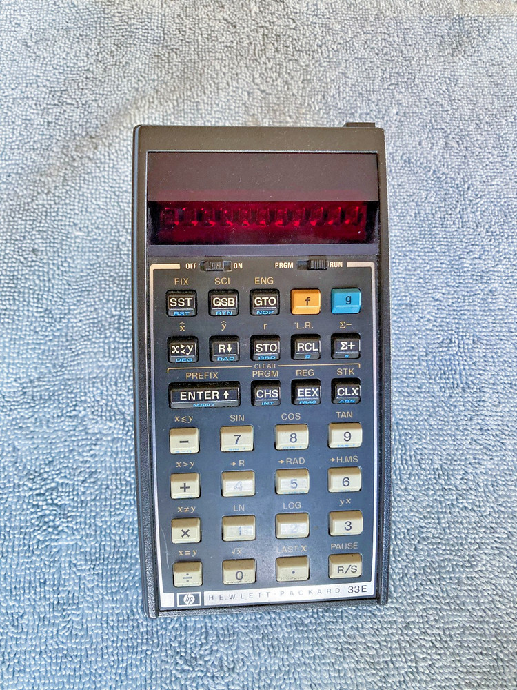 HP-33E Programmable Calculator, original box, all manuals, accessories, AS-IS