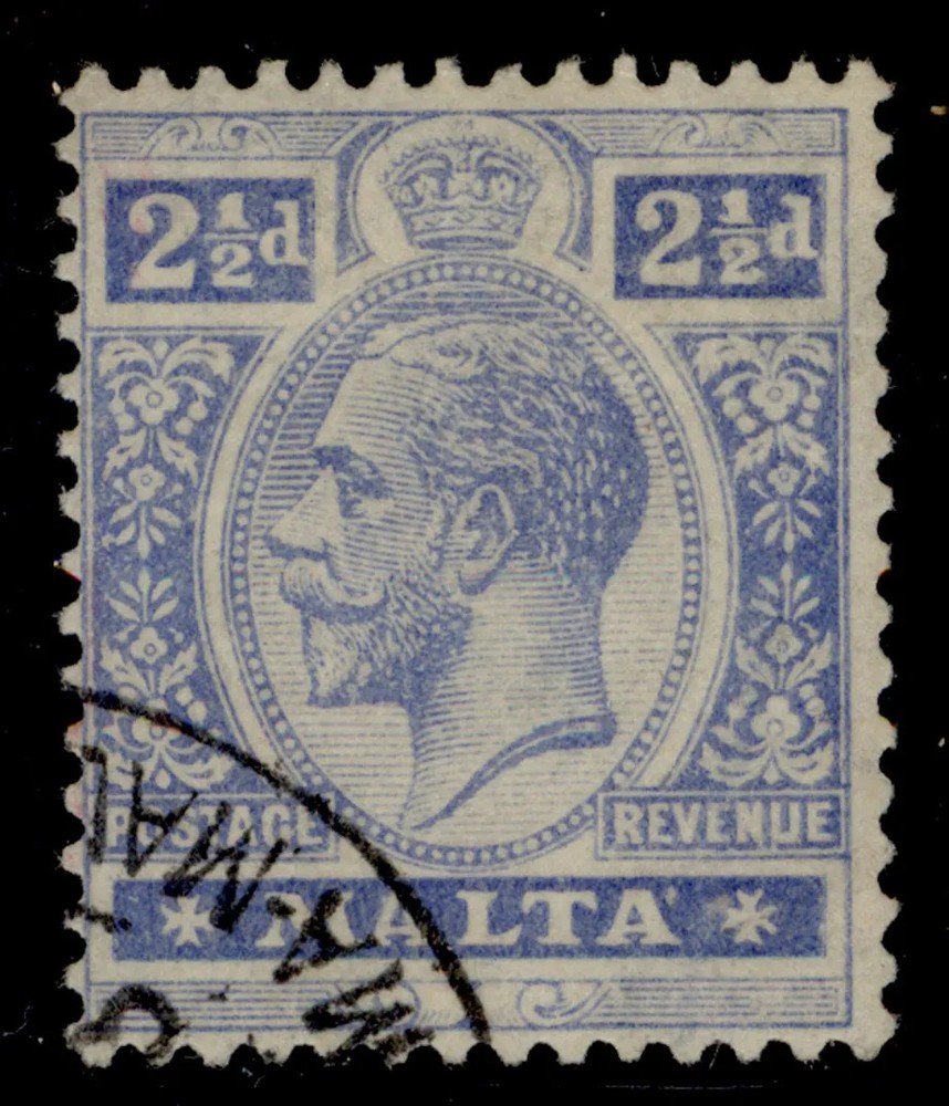 MALTA GV SG101, 2½d bright blue, FINE USED. Cat £48. wmk SCRIPT