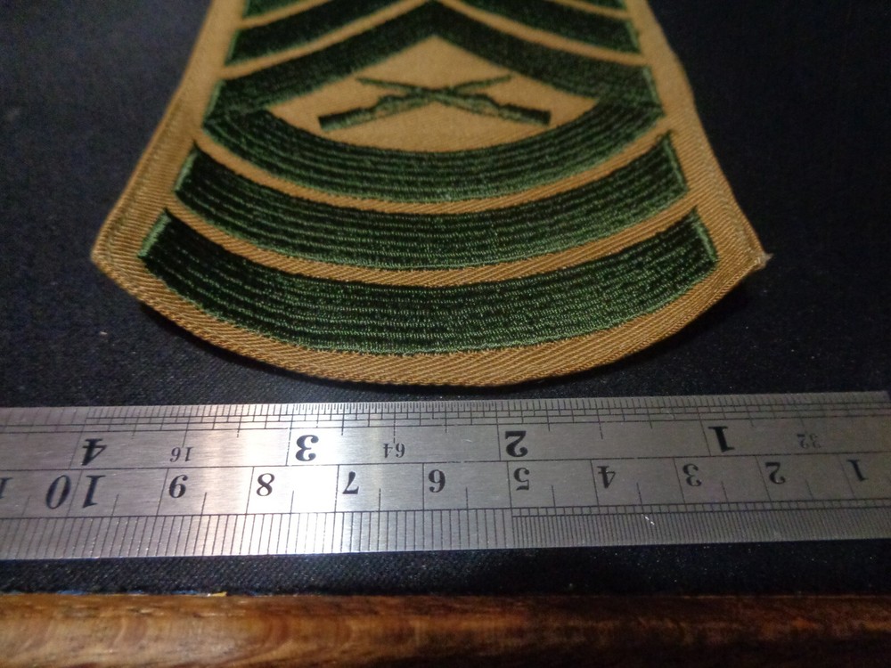 USMC Master Sergeant MSgt Marines E8 Chevron PATCH green/tan for Khaki shirt