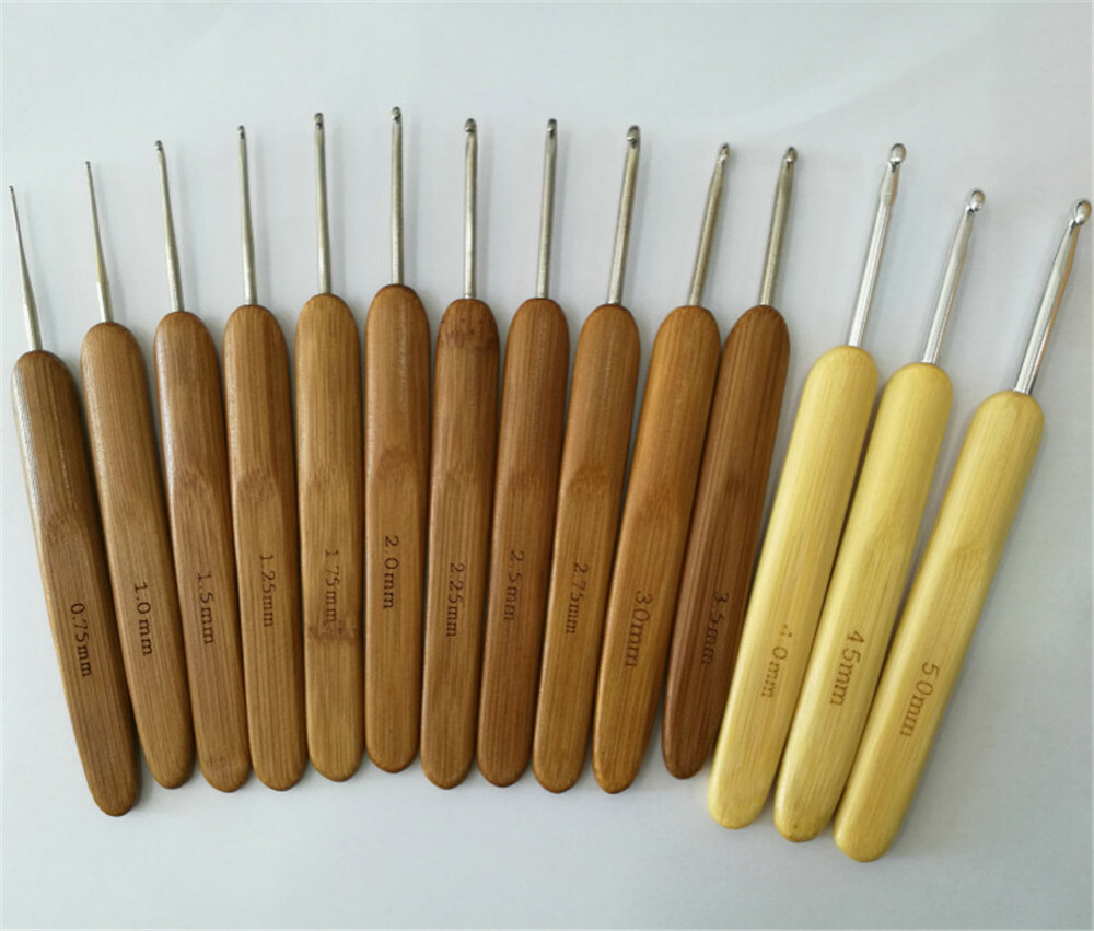 Triple Crochet Needles Bamboo Handle Micro Hook For Dreadlock Hair Making Tools