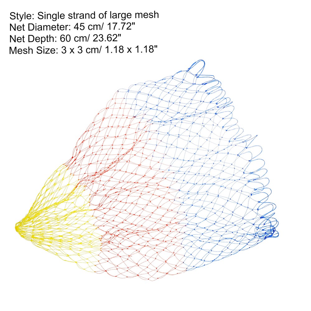 Fishing Net Replacement Nylon Landing Net Replacement Mesh Dia 17.7" Multicolor