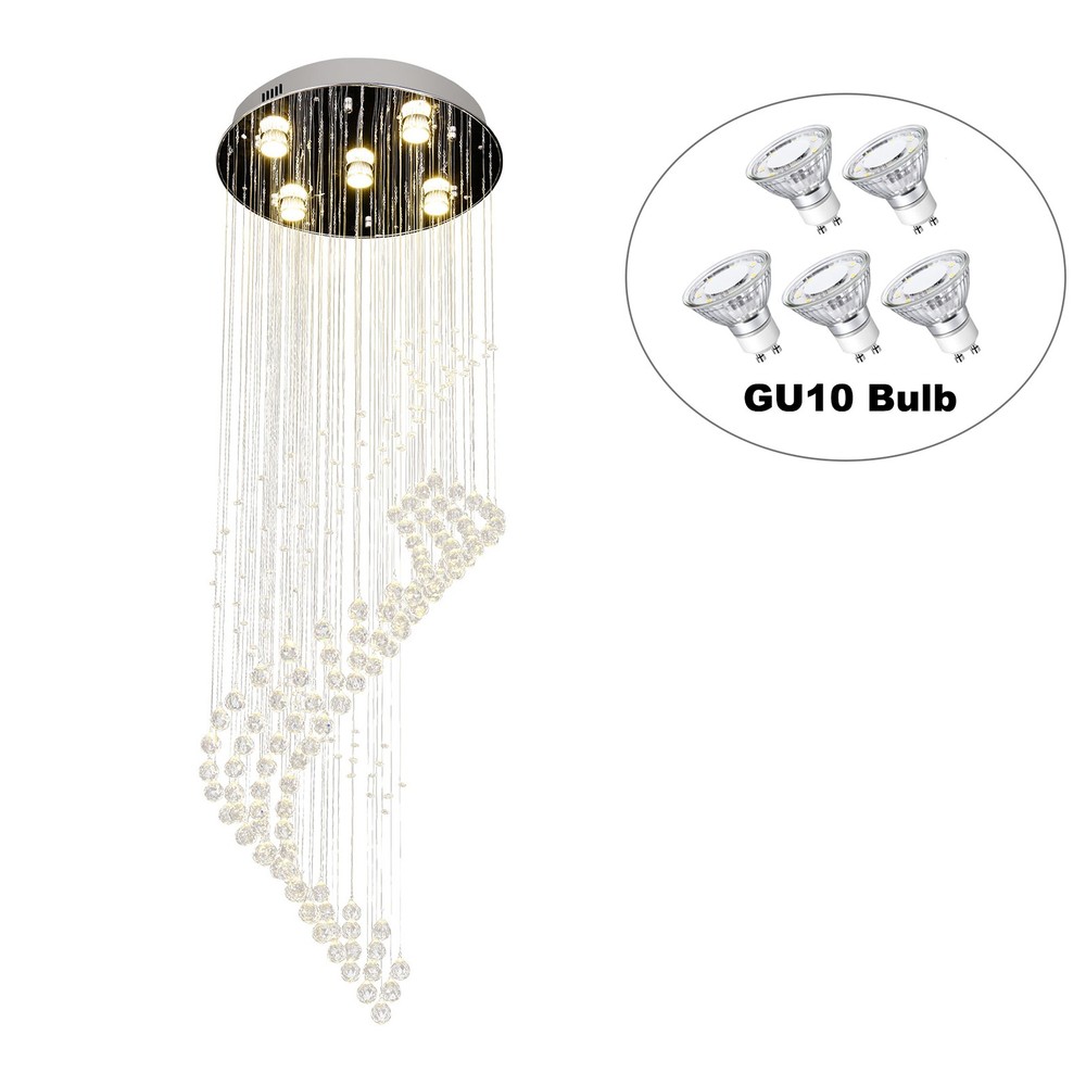 Modern Rectangular Crystal Chandelier LED Pendant Lighting Chrome Ceiling Light