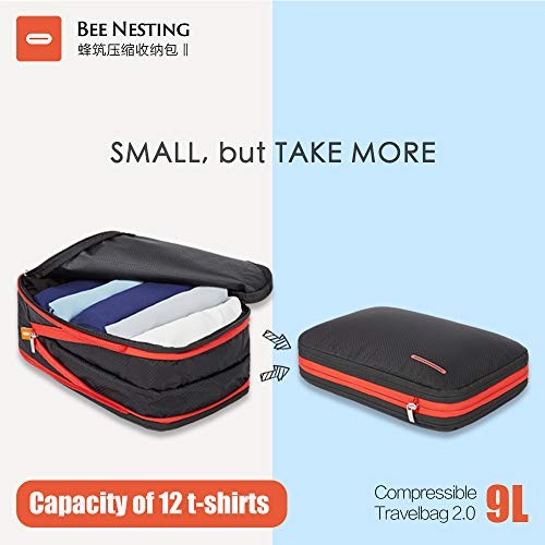 Compression Packing Cube 2-Layer Travel Luggage Organizer with Wet Dry