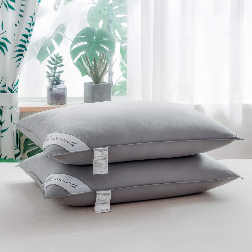 Goose Down & Feather Pillows Soft Insert for Side and Back Sleepers Grey Colo...