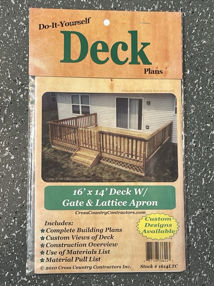 DIY YOURSELF DECK PLANS #1216LTC, #2020GBD, #1614LTC (3 Pack) Different Plans