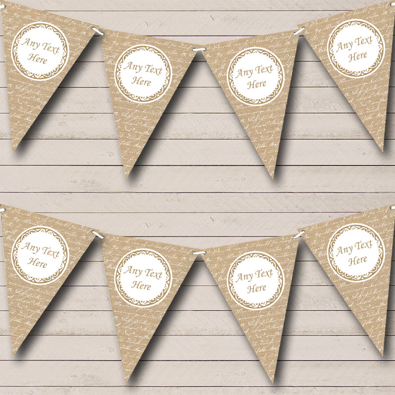 Party Banner Bunting Burlap Love Script Personalised Anniversary