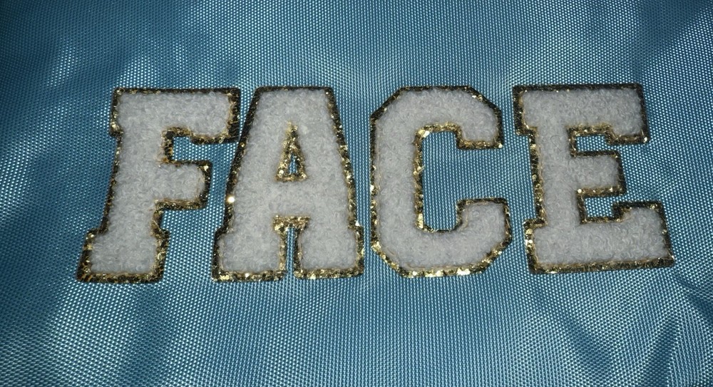 NWT Patch Cosmetic Bag Pouch Face Blue