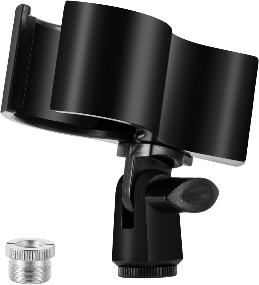 Black Adjustable Microphone Holder Clip, Plastic Spring Mic