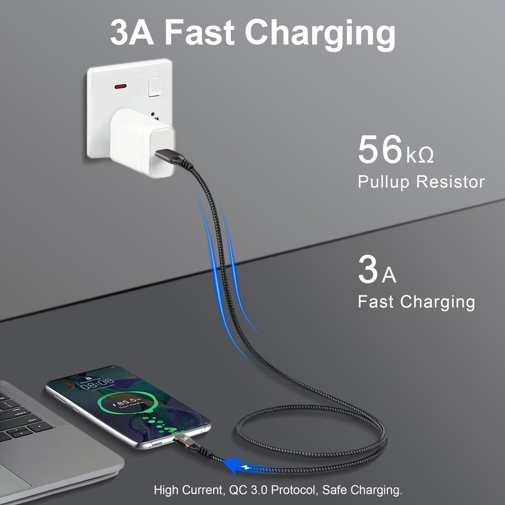 USB C Cable 6.6ft, USB-A to USB-C 3.1 3.2 Black(1-Pack)
